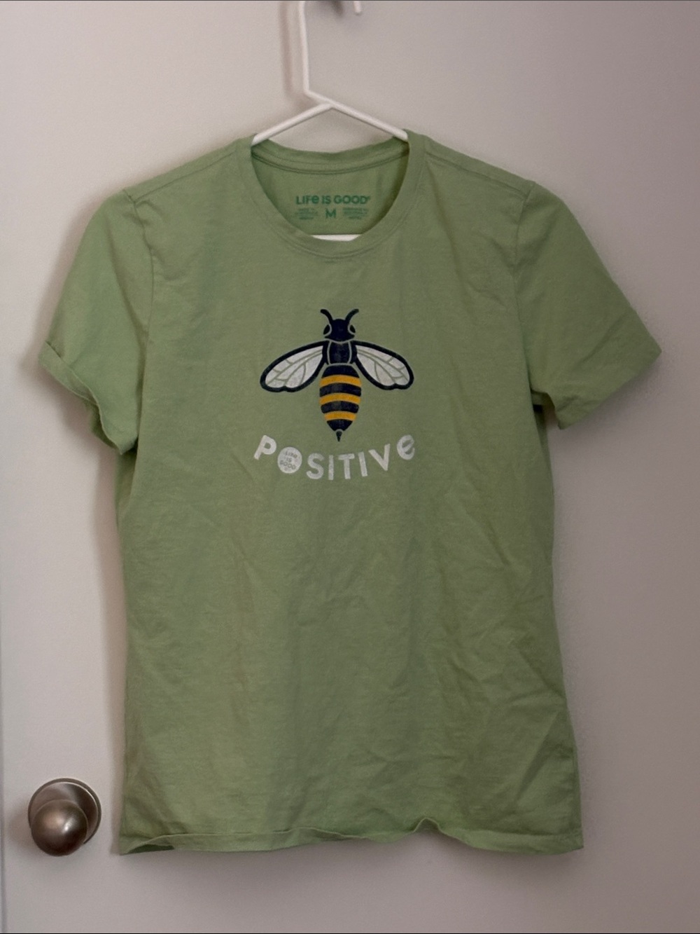 Life Is Good Light Green Bee 'Positive' Short Sleeve Tee